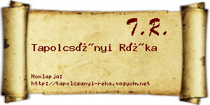 Tapolcsányi Réka névjegykártya